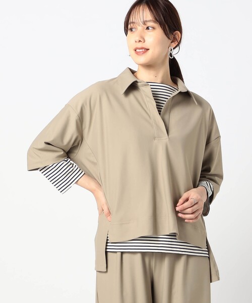 Grand PARK（グランドパーク）の「【セットアップ】キーネックプルオーバー+パンツ（パンツドレス・レディース・ブラック/ブラウン/ベージュ・FREE）」の4枚目の写真