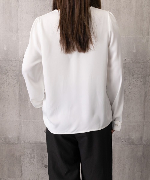 Miniministore(ミニミニストア)の「Vネックシフォンブラウス半袖タックブラウス(シャツ/ブラウス・レディース・ラベンダー/ホワイト・M/XL/L)」の18枚目の写真