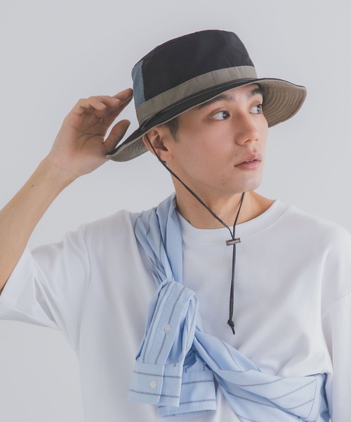 polcadot（ポルカドット）の「ナイロンメッシュ　アドベンチャーハット/通気性・あご紐付き・アウトドアハット（ハット・レディース・ベージュ/マスタード/グレー/ブラック・FREE）」の8枚目の写真