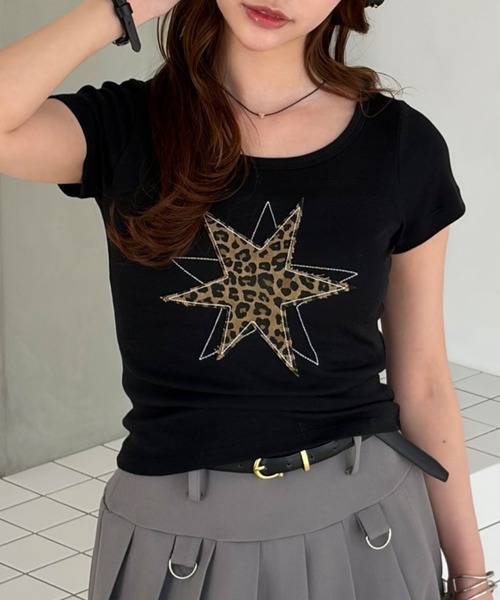 muet.（ミュエ）の「星柄パッチワークコンパクトＴシャツ（Tシャツ/カットソー・レディース・ブラック/オフホワイト・MEDIUM）」の15枚目の写真