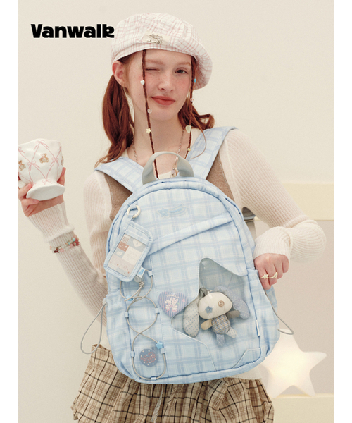 VANWALK（バンウォーク）の「Star Bubble Backpack [Check Sky]（バックパック/リュック・レディース・スカイブルー・FREE）」の2枚目の写真