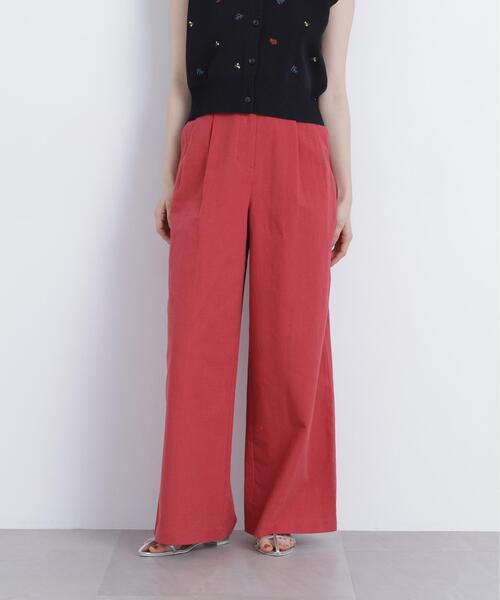N.（N. Natural Beauty Basic）（エヌエヌナチュラルビューティーベーシック）の「麻ブレンドワイドパンツ（その他パンツ・レディース・ベージュ/レッド・MEDIUM/SMALL）」の2枚目の写真
