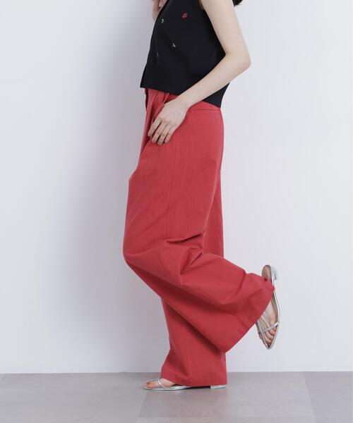 N.（N. Natural Beauty Basic）（エヌエヌナチュラルビューティーベーシック）の「麻ブレンドワイドパンツ（その他パンツ・レディース・ベージュ/レッド・MEDIUM/SMALL）」の3枚目の写真