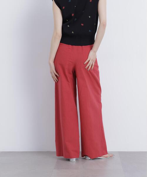 N.（N. Natural Beauty Basic）（エヌエヌナチュラルビューティーベーシック）の「麻ブレンドワイドパンツ（その他パンツ・レディース・ベージュ/レッド・MEDIUM/SMALL）」の4枚目の写真