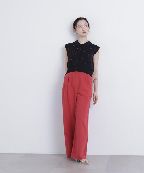N.（N. Natural Beauty Basic）（エヌエヌナチュラルビューティーベーシック）の「麻ブレンドワイドパンツ（その他パンツ・レディース・ベージュ/レッド・MEDIUM/SMALL）」の5枚目の写真