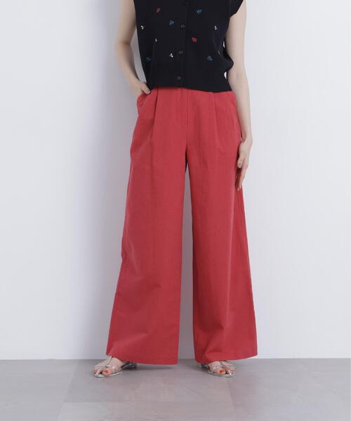 N.（N. Natural Beauty Basic）（エヌエヌナチュラルビューティーベーシック）の「麻ブレンドワイドパンツ（その他パンツ・レディース・ベージュ/レッド・MEDIUM/SMALL）」の8枚目の写真
