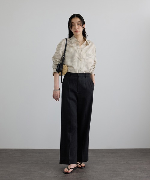SALON adam et rope'(サロン アダム エ ロペ)の「NALYAビスコース・麻ツイルイージースラックス / セットアップ対応(その他パンツ・レディース・ブラック/キナリ・M/S)」の18枚目の写真