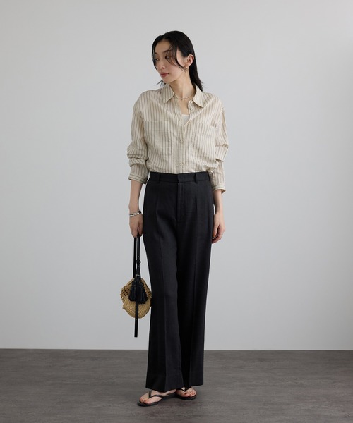 SALON adam et rope'(サロン アダム エ ロペ)の「NALYAビスコース・麻ツイルイージースラックス / セットアップ対応(その他パンツ・レディース・ブラック/キナリ・M/S)」の14枚目の写真
