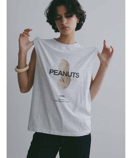 HER.(ハー)の「PEANUTS TANK(Tシャツ/カットソー・レディース・グレー/オフホワイト・フリー)」の2枚目の写真