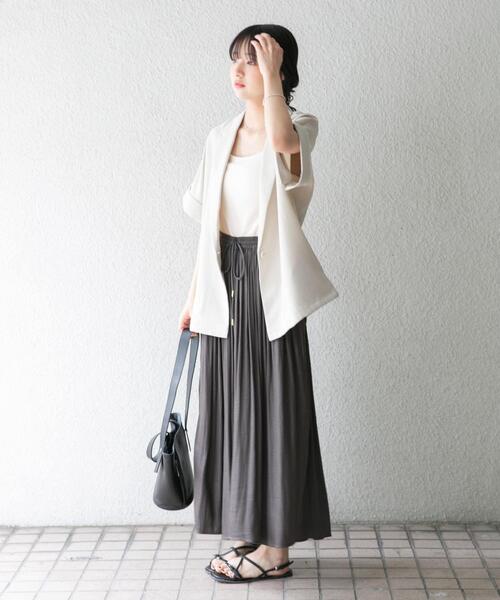 ITEMS URBANRESEARCH(アイテムズ アーバンリサーチ)の「『イージーケア/接触冷感/UVカット』SMOOTH LINEN TOUCH 半袖ジャケット(その他アウター・レディース・オフホワイト/ブラック・FREE)」の7枚目の写真