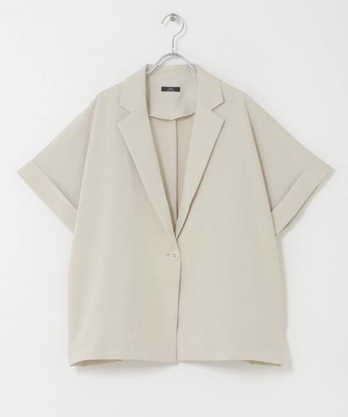 ITEMS URBANRESEARCH(アイテムズ アーバンリサーチ)の「『イージーケア/接触冷感/UVカット』SMOOTH LINEN TOUCH 半袖ジャケット(その他アウター・レディース・オフホワイト/ブラック・FREE)」の8枚目の写真