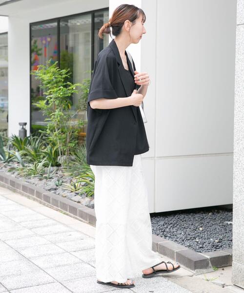 ITEMS URBANRESEARCH(アイテムズ アーバンリサーチ)の「『イージーケア/接触冷感/UVカット』SMOOTH LINEN TOUCH 半袖ジャケット(その他アウター・レディース・オフホワイト/ブラック・FREE)」の12枚目の写真