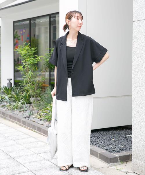 ITEMS URBANRESEARCH(アイテムズ アーバンリサーチ)の「『イージーケア/接触冷感/UVカット』SMOOTH LINEN TOUCH 半袖ジャケット(その他アウター・レディース・オフホワイト/ブラック・FREE)」の14枚目の写真