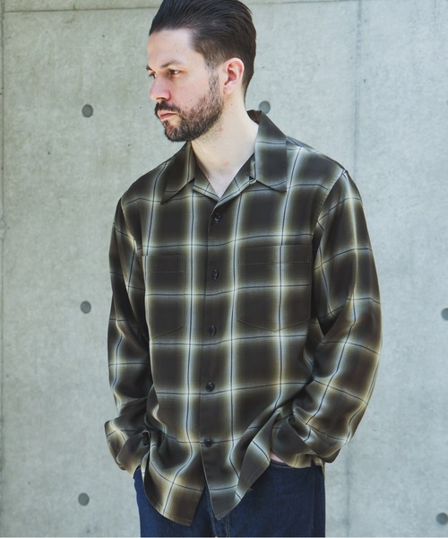 MR.OLIVE(ミスターオリーブ)の「OMBRE TENCEL CHECK / OPEN COLLAR SHIRT /M263108(シャツ/ブラウス・メンズ・ブラック/オリーブ・LARGE/MEDIUM/SMALL)」の2枚目の写真