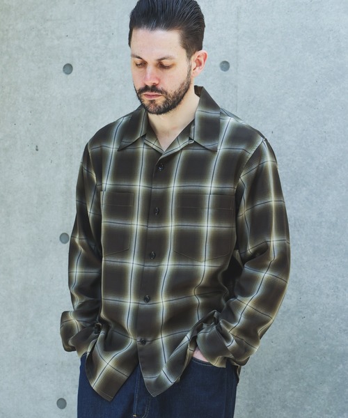 MR.OLIVE(ミスターオリーブ)の「OMBRE TENCEL CHECK / OPEN COLLAR SHIRT /M263108(シャツ/ブラウス・メンズ・ブラック/オリーブ・LARGE/MEDIUM/SMALL)」の3枚目の写真