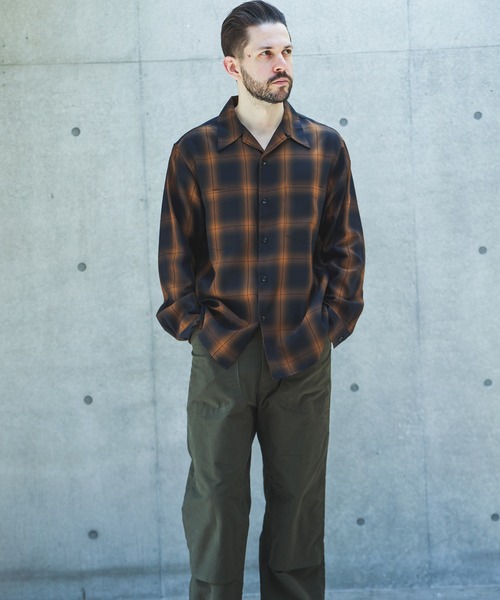 MR.OLIVE(ミスターオリーブ)の「OMBRE TENCEL CHECK / OPEN COLLAR SHIRT /M263108(シャツ/ブラウス・メンズ・ブラック/オリーブ・LARGE/MEDIUM/SMALL)」の4枚目の写真