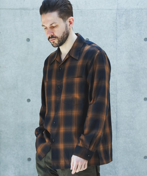 MR.OLIVE(ミスターオリーブ)の「OMBRE TENCEL CHECK / OPEN COLLAR SHIRT /M263108(シャツ/ブラウス・メンズ・ブラック/オリーブ・LARGE/MEDIUM/SMALL)」の5枚目の写真