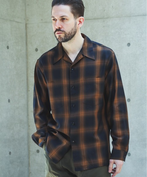 MR.OLIVE(ミスターオリーブ)の「OMBRE TENCEL CHECK / OPEN COLLAR SHIRT /M263108(シャツ/ブラウス・メンズ・ブラック/オリーブ・LARGE/MEDIUM/SMALL)」の6枚目の写真