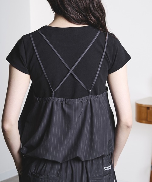 THOUSAND MILE(サウザンドマイル)の「(THOUSAND MILE x GENE HEAVENS)CAMI AND WIDE PANTS SET UP(セットアップ・レディース・ネイビー/チャコールグレー・ONE SIZE)」の18枚目の写真