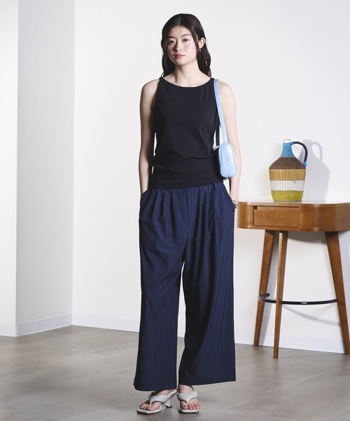 THOUSAND MILE(サウザンドマイル)の「(THOUSAND MILE x GENE HEAVENS)CAMI AND WIDE PANTS SET UP(セットアップ・レディース・ネイビー/チャコールグレー・ONE SIZE)」の4枚目の写真