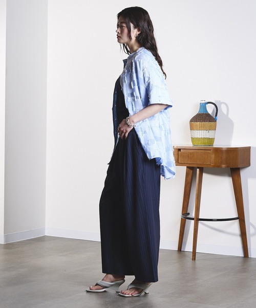 THOUSAND MILE(サウザンドマイル)の「(THOUSAND MILE x GENE HEAVENS)CAMI AND WIDE PANTS SET UP(セットアップ・レディース・ネイビー/チャコールグレー・ONE SIZE)」の8枚目の写真