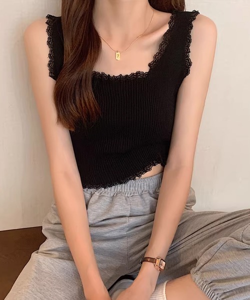 IRADOWL(アイラドール)の「レース×リブタンクトップ(タンクトップ・レディース・ホワイト/ブラック・FREE)」の14枚目の写真
