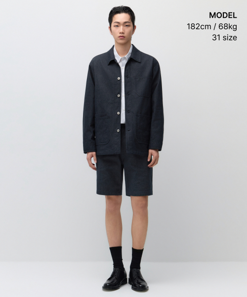 MUSINSA STANDARD（ムシンサスタンダード）の「デニムライクオフィサーショーツ[ディープインディゴ]（その他パンツ・メンズ・その他・26/27/28/29/30/31/32/33/34/36/38/40/42）」の2枚目の写真