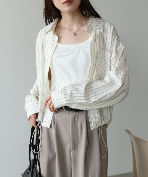 Bab(バブ)の「【羽織にもおすすめ◎】ラメストライプブラウス(シャツ/ブラウス・レディース・ホワイト/ピンク/ブルー/グリーン・FREE)」の17枚目の写真