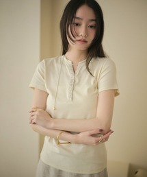 henley neck cut sew tops /ヘンリーネックカットソートップス
