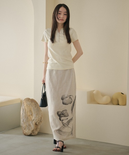 LAULEN(ローレン)の「henley neck cut sew tops /ヘンリーネックカットソートップス(Tシャツ/カットソー・レディース・アイボリー/ブラック・FREE)」の22枚目の写真