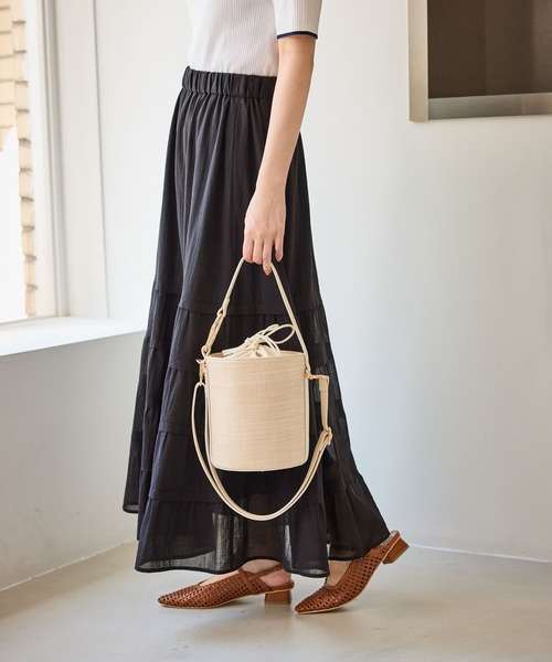 ROPE' PICNIC(ロペピクニック)の「ペーパーライクバケットバッグ/2WAY(ハンドバッグ・レディース・オフホワイト/ブラック・FREE)」の1枚目の写真