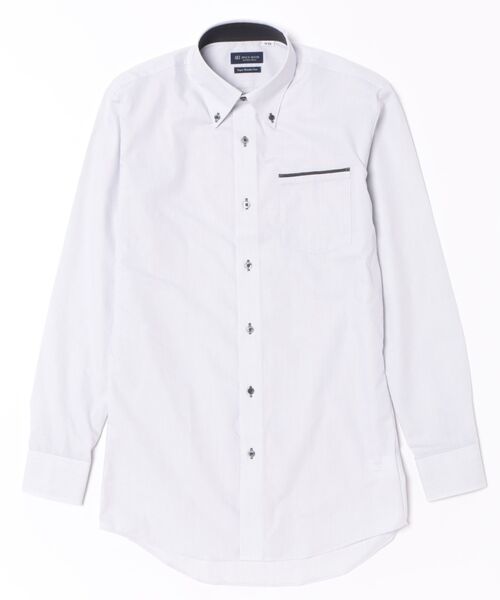 TOKYO SHIRTS（トウキョウシャツ）の「【超形態安定】【吸水速乾】 形態安定ノンアイロン ボタンダウン 長袖ビジネスワイシャツ（大きいサイズ・長いサイズ）（ビジネスシャツ・メンズ・グレー・首回り39cm-裄丈88cm/首回り41cm-裄丈90cm/首回り42cm-裄丈90cm/首回り45cm-裄丈82cm/首回り45cm-裄丈86cm/首回り45cm-裄丈90cm/首回り47cm-裄丈86cm/首回り47cm-裄丈90cm/首回り43cm-裄丈90cm）」の3枚目の写真