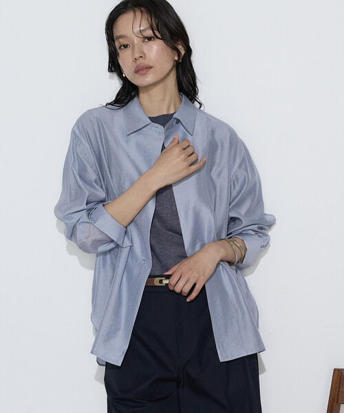 COMME CA(コムサ)の「〔 TALLサイズ 〕 シアーキュプラシルク シャツ(シャツ/ブラウス・レディース・サックスブルー・15号)」の1枚目の写真
