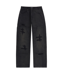 DESTROYED DAMAGE JEANS (WASHED BLACK)