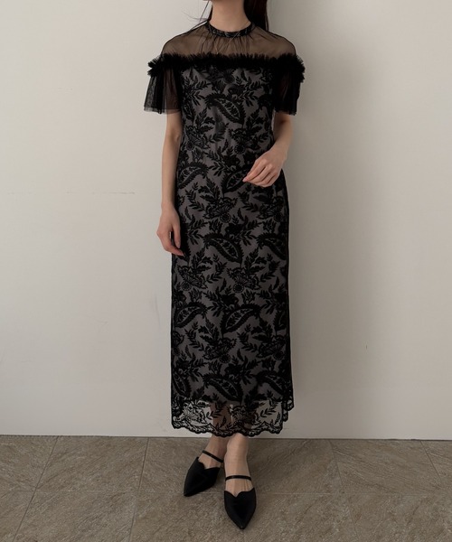 LE'RURE（リルアー）の「Paisley wave design dress（ドレス・レディース・グレー系その他/ベージュ/ブラック・TALL/MEDIUM/SMALL）」の4枚目の写真