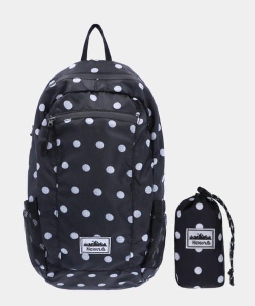 HEISAN(ハイサン)の「【日本未発売/WEB限定】Heisan(ハイサン)/超軽量 大容量 A4サイズ収納可 折りたためる パッカブル ウルトラ ライト コンパクト ポケット バックパック リュック ドット柄/Ultra-light Compact Pocket Bag V1(バックパック/リュック・レディース・イエロー/チャコールグレー/ブラック/ホワイト/ブルー/ピンク・FREE)」の12枚目の写真