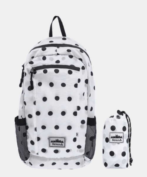 HEISAN(ハイサン)の「【日本未発売/WEB限定】Heisan(ハイサン)/超軽量 大容量 A4サイズ収納可 折りたためる パッカブル ウルトラ ライト コンパクト ポケット バックパック リュック ドット柄/Ultra-light Compact Pocket Bag V1(バックパック/リュック・レディース・イエロー/チャコールグレー/ブラック/ホワイト/ブルー/ピンク・FREE)」の10枚目の写真