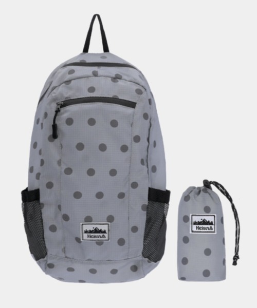 HEISAN(ハイサン)の「【日本未発売/WEB限定】Heisan(ハイサン)/超軽量 大容量 A4サイズ収納可 折りたためる パッカブル ウルトラ ライト コンパクト ポケット バックパック リュック ドット柄/Ultra-light Compact Pocket Bag V1(バックパック/リュック・レディース・イエロー/チャコールグレー/ブラック/ホワイト/ブルー/ピンク・FREE)」の15枚目の写真