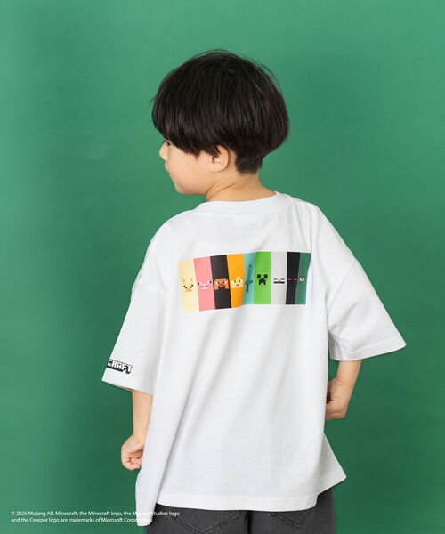 and D. petit main(アンドディープティマイン)の「【マインクラフト】スクエアアイコンフェイス半袖T(Tシャツ/カットソー・キッズ・グレイッシュベージュ/ホワイト/ブラック・150cm/140cm/110cm/100cm/120cm/130cm)」の1枚目の写真