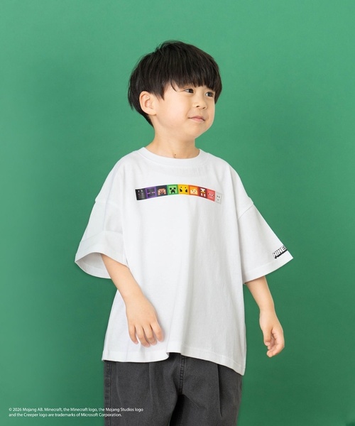 and D. petit main(アンドディープティマイン)の「【マインクラフト】スクエアアイコンフェイス半袖T(Tシャツ/カットソー・キッズ・グレイッシュベージュ/ホワイト/ブラック・150cm/140cm/110cm/100cm/120cm/130cm)」の4枚目の写真