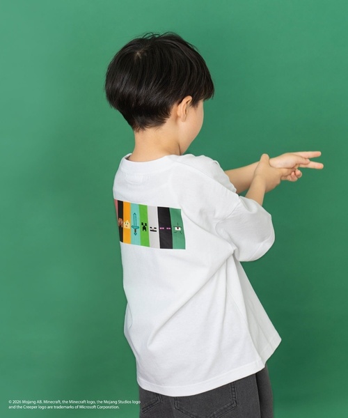 and D. petit main(アンドディープティマイン)の「【マインクラフト】スクエアアイコンフェイス半袖T(Tシャツ/カットソー・キッズ・グレイッシュベージュ/ホワイト/ブラック・150cm/140cm/110cm/100cm/120cm/130cm)」の5枚目の写真