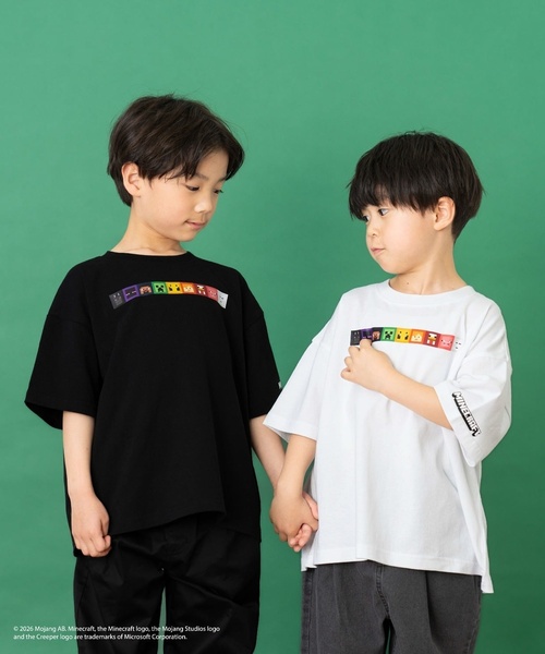 and D. petit main(アンドディープティマイン)の「【マインクラフト】スクエアアイコンフェイス半袖T(Tシャツ/カットソー・キッズ・グレイッシュベージュ/ホワイト/ブラック・150cm/140cm/110cm/100cm/120cm/130cm)」の8枚目の写真