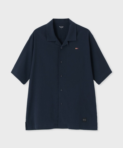 Paul Smith(ポールスミス)の「【ラウンジウェアー】“Yoryu” オープンカラーシャツ【853364 7389S】(シャツ/ブラウス・メンズ・ブラック/ネイビー・LARGE/MEDIUM)」の1枚目の写真