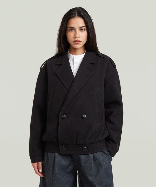 G-STAR(ジースター)の「Bomber Trench Jacket/ボンバートレンチミックスディテールショートジャケット(ミリタリージャケット・レディース・ダークブラック・SMALL/X-SMALL)」の1枚目の写真