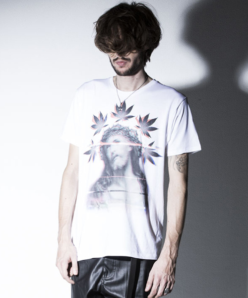 NO ID.(ノーアイディ)の「mt3335-Cコーマ天竺glitchプリントTシャツ(Tシャツ/カットソー・メンズ・ブラック/ホワイト・2/1/3)」の1枚目の写真