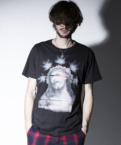 NO ID.(ノーアイディ)の「mt3335-Cコーマ天竺glitchプリントTシャツ(Tシャツ/カットソー・メンズ・ブラック/ホワイト・2/1/3)」の2枚目の写真