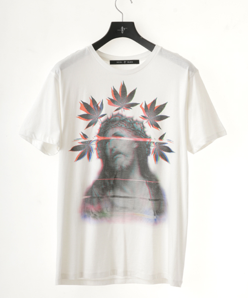 NO ID.(ノーアイディ)の「mt3335-Cコーマ天竺glitchプリントTシャツ(Tシャツ/カットソー・メンズ・ブラック/ホワイト・2/1/3)」の4枚目の写真