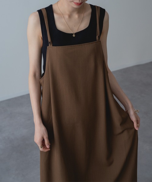 refinedworks（リファインドワークス）の「【refinedworks】ドライ質感 の キャミワンピース / 袖なし（ワンピース・レディース・ブラック/ブラウン・FREE）」の19枚目の写真