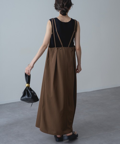 refinedworks（リファインドワークス）の「【refinedworks】ドライ質感 の キャミワンピース / 袖なし（ワンピース・レディース・ブラック/ブラウン・FREE）」の10枚目の写真