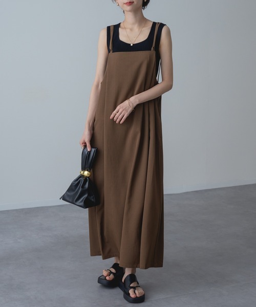 refinedworks（リファインドワークス）の「【refinedworks】ドライ質感 の キャミワンピース / 袖なし（ワンピース・レディース・ブラック/ブラウン・FREE）」の21枚目の写真